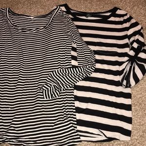 Two long sleeve swoop neck shirts